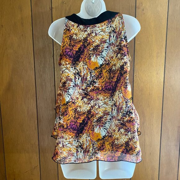 New Directions Top Womens S Sleeveless Layered Blouse Multicolor Abstract Flowy‎ - Picture 12 of 13